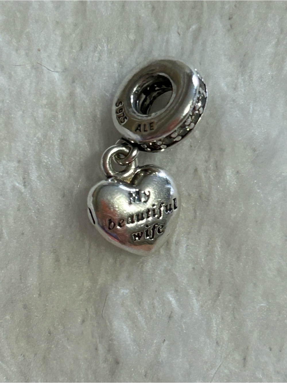 Pandora Silver 'My Beautiful Wife' Heart Dangle Charm